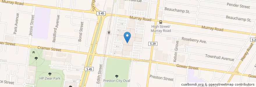 Mapa de ubicacion de Suncorp Bank en Australie, Victoria, City Of Darebin.