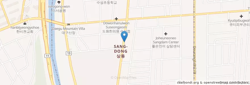 Mapa de ubicacion de 상동 en Corea Del Sur, Daegu, 수성구, 상동.