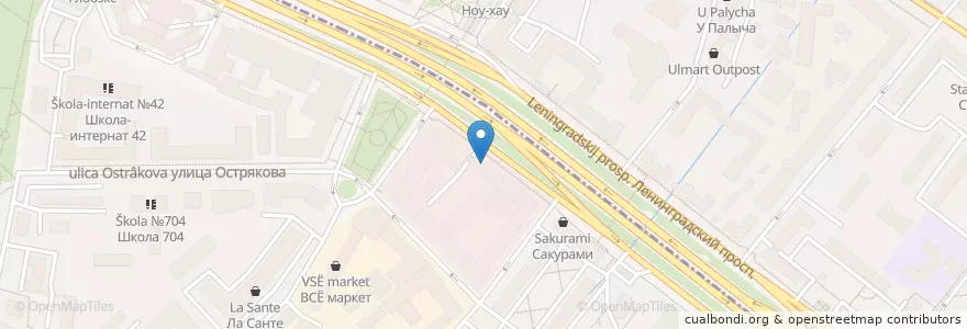 Mapa de ubicacion de КулинариУм en Russie, District Fédéral Central, Moscou, Северный Административный Округ, Хорошёвский Район, Район Аэропорт.