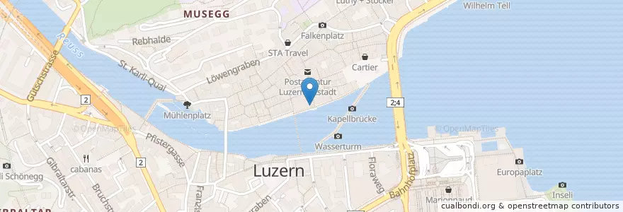 Mapa de ubicacion de Restaurant Rathaus Brauerei en Suiza, Lucerna, Lucerna.