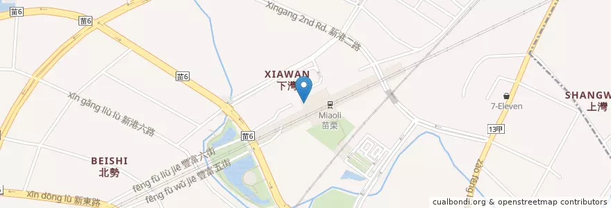 Mapa de ubicacion de 摩斯漢堡 en 타이완, 타이완성, 먀오리 현, 허우룽진.