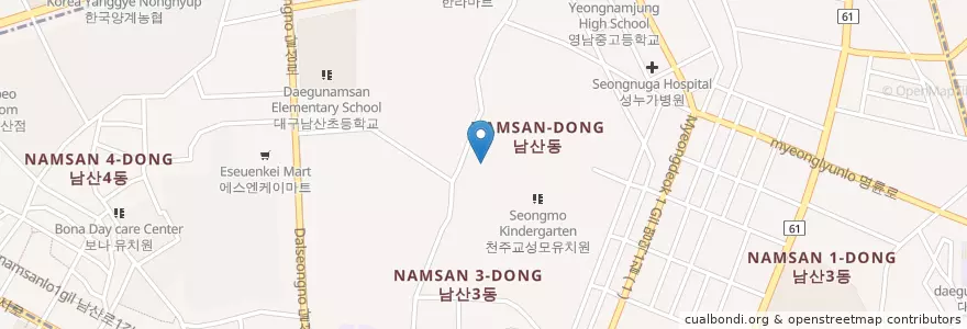 Mapa de ubicacion de 남산동 en Güney Kore, Daegu, 남산동.