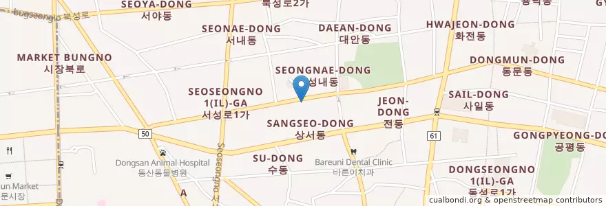 Mapa de ubicacion de 성내동 en 대한민국, 대구, 중구, 성내동.