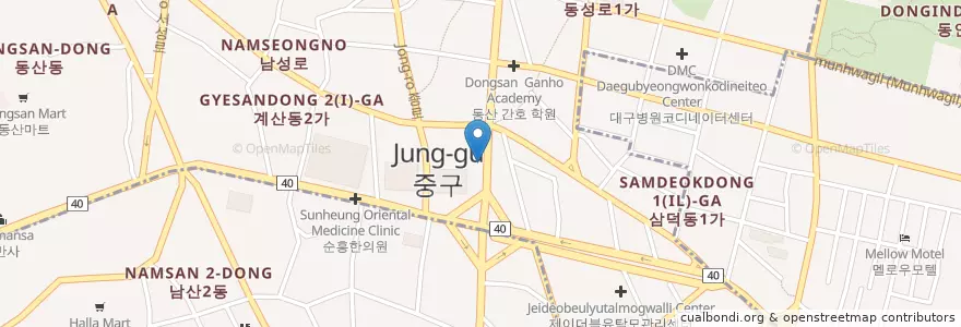 Mapa de ubicacion de 中區 en 韩国/南韓, 大邱, 中區, 성내동.