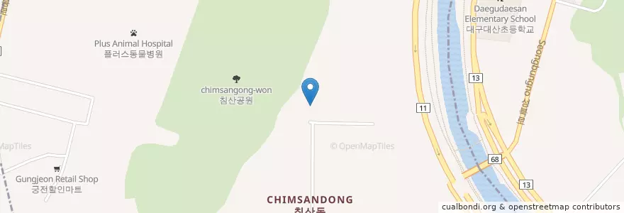 Mapa de ubicacion de 침산동 en Güney Kore, Daegu, 북구, 침산동.