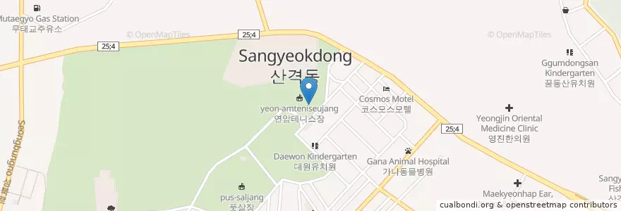 Mapa de ubicacion de 산격동 en Güney Kore, Daegu, 북구, 산격동.
