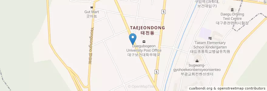 Mapa de ubicacion de 태전동 en کره جنوبی, دائجو, 북구, 태전동.