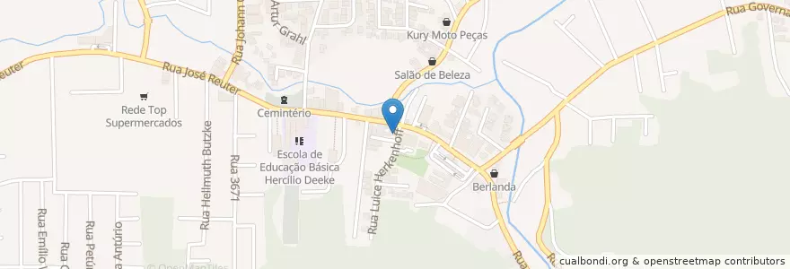 Mapa de ubicacion de Mérito Educação Profissional en Brazilië, Regio Zuid, Santa Catarina, Região Geográfica Intermediária De Blumenau, Microrregião De Blumenau, Blumenau.