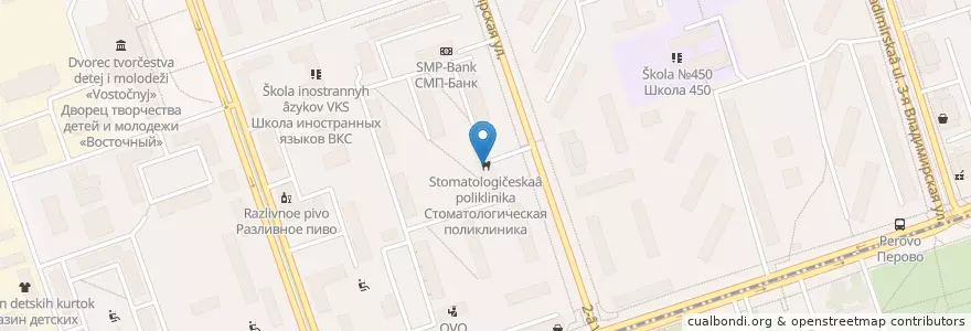 Mapa de ubicacion de Стоматологическая поликлиника en Rússia, Distrito Federal Central, Москва, Восточный Административный Округ, Район Перово.