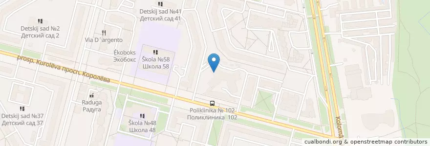 Mapa de ubicacion de Telepizza en Russia, Northwestern Federal District, Leningrad Oblast, Saint Petersburg, Приморский Район, Округ Комендантский Аэродром.