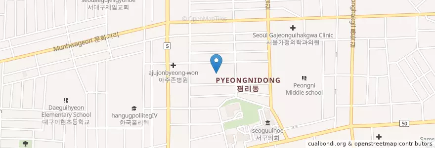 Mapa de ubicacion de 평리동 en Güney Kore, Daegu, 서구, 평리동.