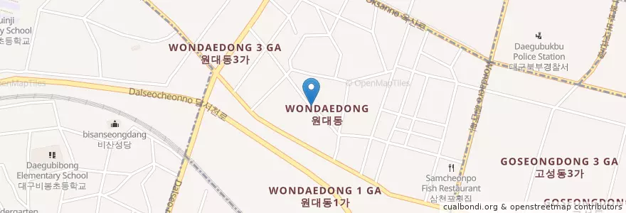 Mapa de ubicacion de 원대동 en Corea Del Sur, Daegu, 서구, 원대동.