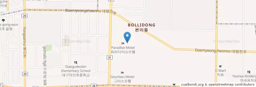 Mapa de ubicacion de 본리동 en Corea Del Sud, Daegu, 달서구, 본리동.