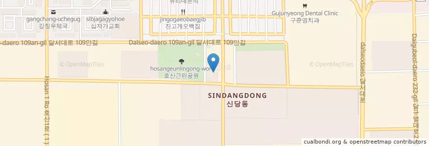 Mapa de ubicacion de 신당동 en Güney Kore, Daegu, 달서구, 신당동.