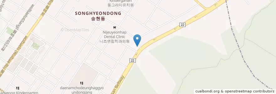 Mapa de ubicacion de 송현동 en کره جنوبی, دائجو, 달서구, 송현동.