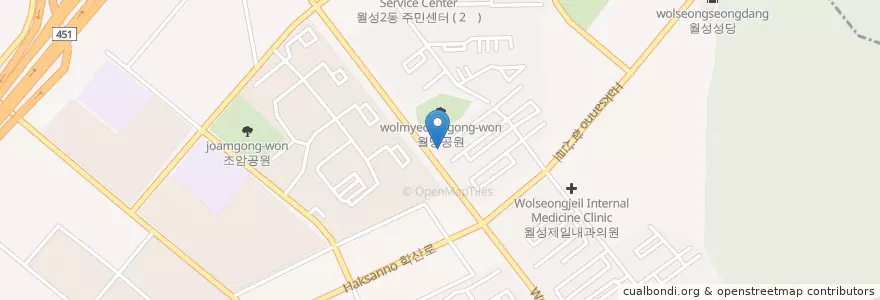 Mapa de ubicacion de 달서구 en Güney Kore, Daegu, 달서구, 월성동.