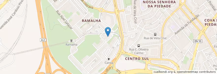 Mapa de ubicacion de Estrela Azul en البرتغال, Área Metropolitana De Lisboa, شطوبر, شبه جزيرة شطوبر, Almada.