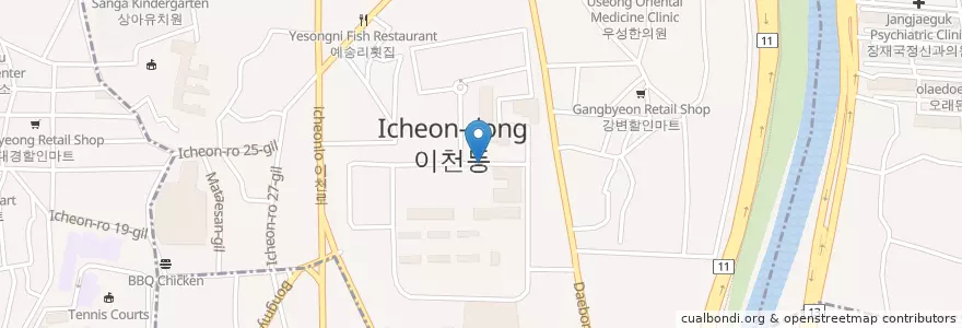 Mapa de ubicacion de 이천동 en كوريا الجنوبية, ديغو, 남구, 이천동.