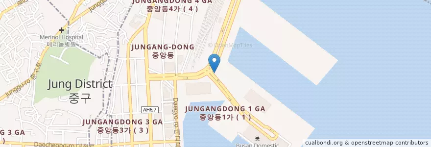 Mapa de ubicacion de 중앙동 en Güney Kore, Busan, 중구, 중앙동.
