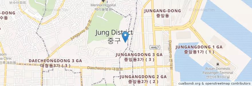 Mapa de ubicacion de 동광동 en 韩国/南韓, 釜山, 中區, 동광동.