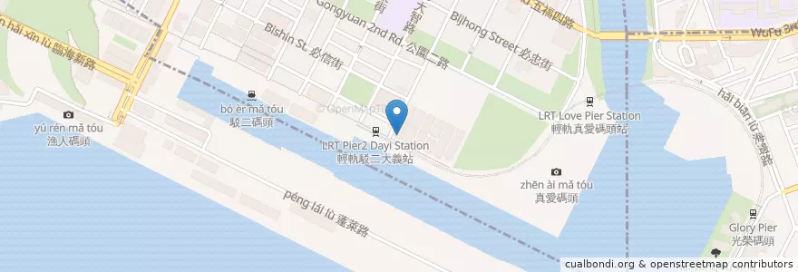 Mapa de ubicacion de 典藏駁二餐廳 en Taiwan, Kaohsiung, 鹽埕區.