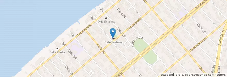 Mapa de ubicacion de Café Fortuna en Cuba, La Havane.