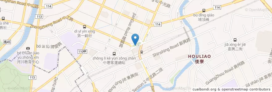 Mapa de ubicacion de 中壢火車站(前站) en تایوان, 桃園市, 中壢區.