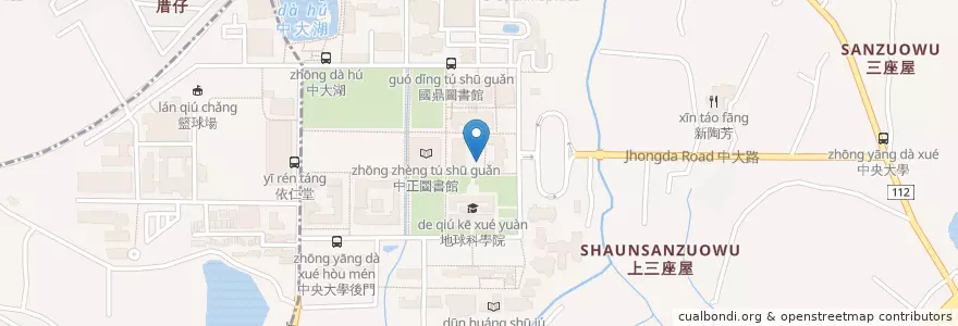 Mapa de ubicacion de 中央大學圖書館 en Taiwan, 桃園市, 中壢區.