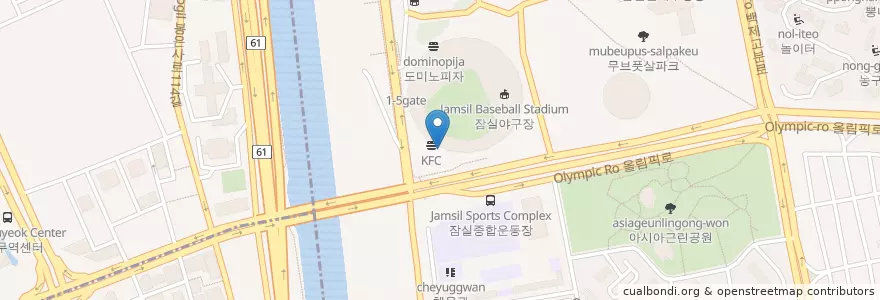 Mapa de ubicacion de 버거킹 en Güney Kore, Seul, 강남구, 송파구, 잠실2동.