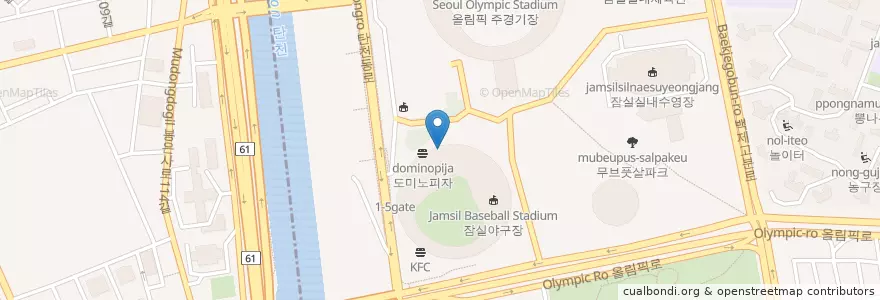 Mapa de ubicacion de 망고식스 en Güney Kore, Seul, 강남구, 송파구, 잠실2동.