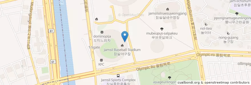 Mapa de ubicacion de KFC en Corea Del Sur, Seúl, 강남구, 송파구, 잠실2동.