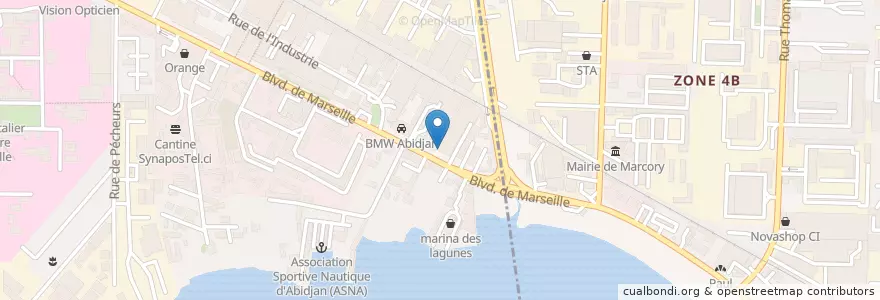 Mapa de ubicacion de Avis en Côte D’Ivoire, Abidjan, Treichville.