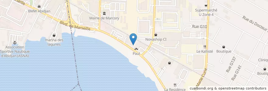 Mapa de ubicacion de La Pizza di Sorrento en Côte D’Ivoire, Abidjan, Marcory.