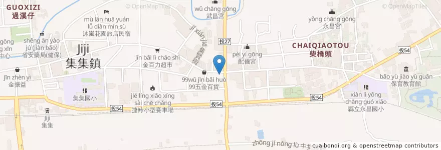 Mapa de ubicacion de 得意燒鍋/火鍋店 en Taiwan, Taiwan, Landkreis Nantou, Jiji.