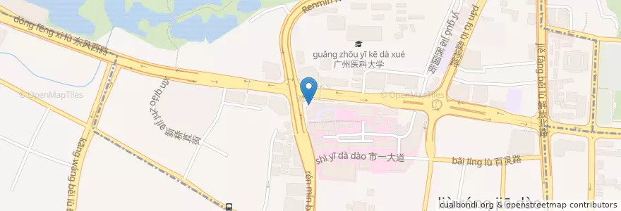 Mapa de ubicacion de 大新银行 en چین, گوانگ‌دونگ, 广州市, 越秀区, 六榕街道.