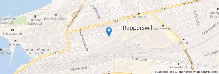 Mapa de ubicacion de Rosenklinik en スイス, ザンクト・ガレン州, Wahlkreis See-Gaster, Rapperswil-Jona.