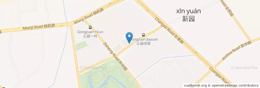 Mapa de ubicacion de 公园二村 en China, Nantong City, Gangzha District, 唐闸镇街道.