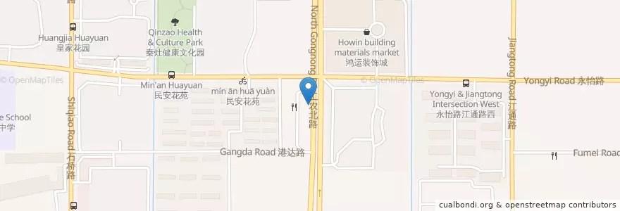 Mapa de ubicacion de 江海风情街 en 중국, 南通市, 港闸区, 秦灶街道.