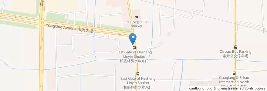 Mapa de ubicacion de 和盛林荫水岸东门 en Çin, 南通市, 港闸区, 秦灶街道.