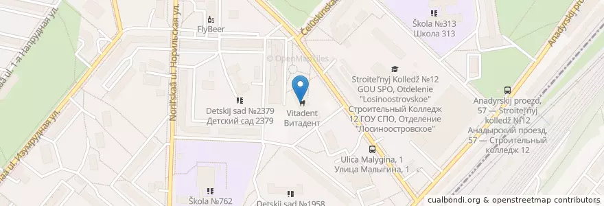 Mapa de ubicacion de Витадент en Russia, Distretto Federale Centrale, Москва, Северо-Восточный Административный Округ, Лосиноостровский Район.