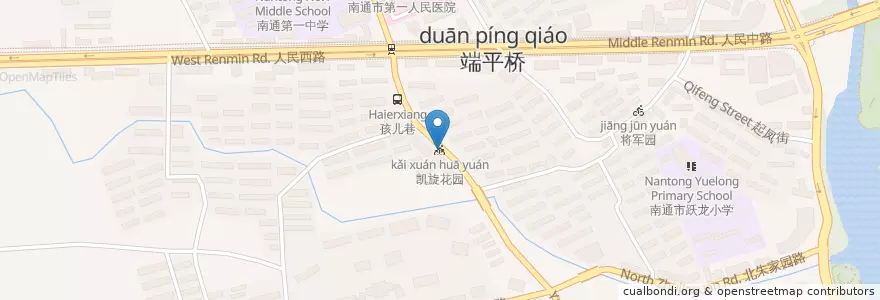 Mapa de ubicacion de 凯旋花园 en China, 南通市, 崇川区, 任港街道.