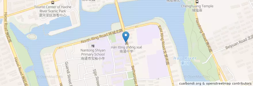 Mapa de ubicacion de 南通中学 en 中国, 南通市, 崇川区, 和平桥街道.