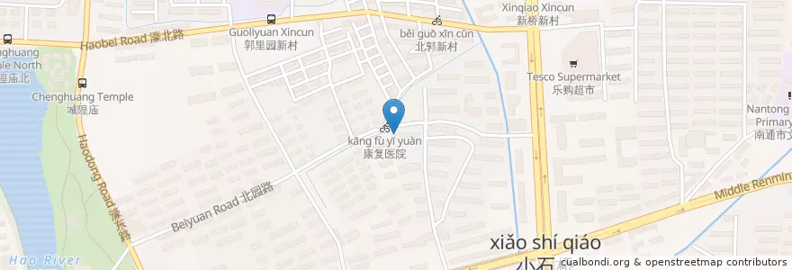 Mapa de ubicacion de 康复医院 en 中国, 南通市, 崇川区, 城东街道.