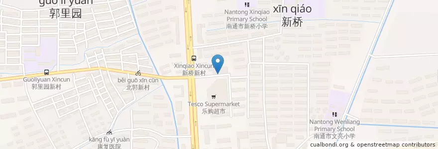 Mapa de ubicacion de 新桥南村 en Chine, 南通市, 崇川区, 城东街道.