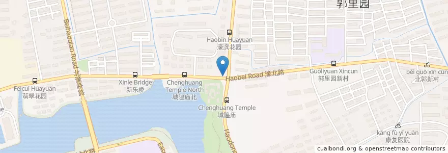 Mapa de ubicacion de 濠滨花园 en China, 南通市, 崇川区, 和平桥街道, 城东街道.