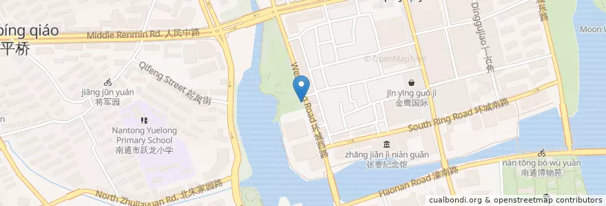 Mapa de ubicacion de 环西文化广场 en 中国, 南通市, 崇川区, 和平桥街道.