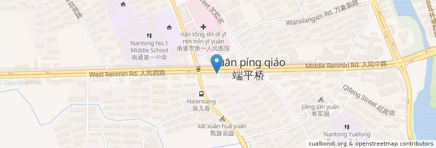 Mapa de ubicacion de 端平桥西 en Cina, 南通市, 崇川区, 任港街道.