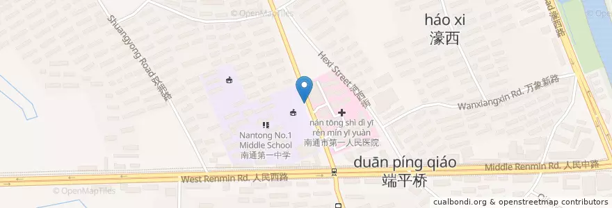 Mapa de ubicacion de 第一人民医院 en China, 南通市, 崇川区, 任港街道.
