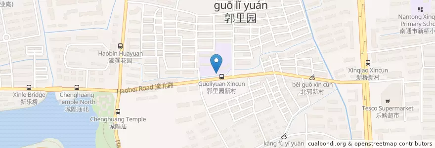 Mapa de ubicacion de 郭里园小学 en China, 南通市, 崇川区, 城东街道.