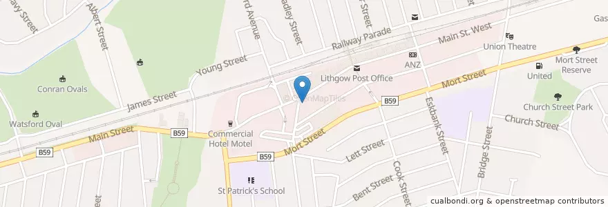 Mapa de ubicacion de Lithgow Library en Австралия, Новый Южный Уэльс, Lithgow City Council.